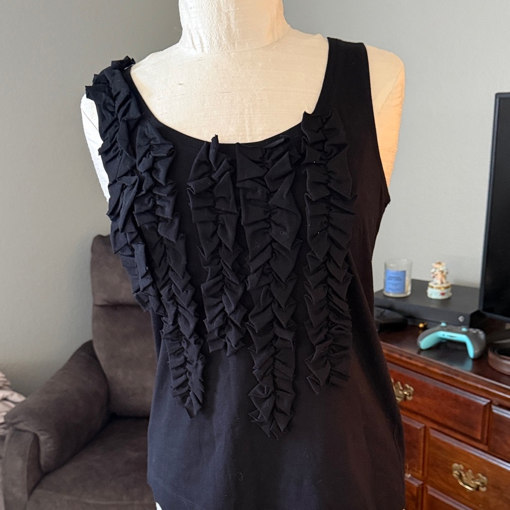 Chico's Black Ruffle Tank Top